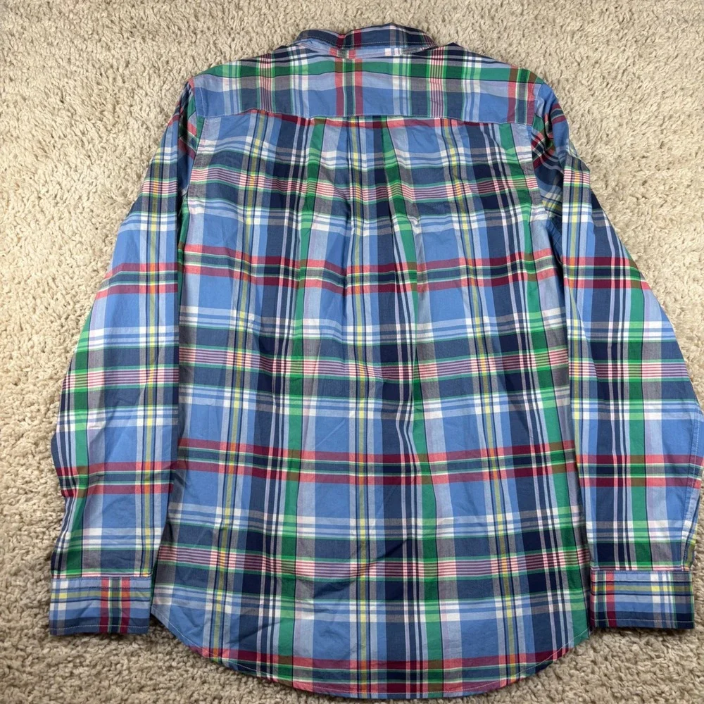 NWT Ralph Lauren Kids Button Down Shirt XL 18-20 Blue Plaid Long Sleeve Preppy